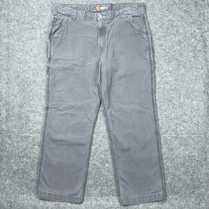 Carhartt Pants Mens 38x28 Gray Rugged‎ Flex Relaxed Fit Canvas Utility Workwear